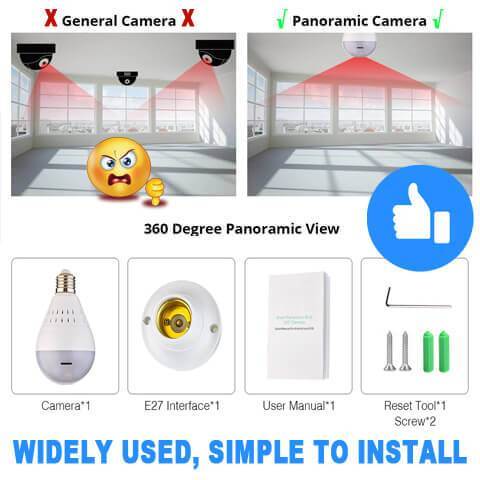 PANORAMIC AMPOULE WIFI-CAMERA 360° FULL HD - bizmaroc.ma
